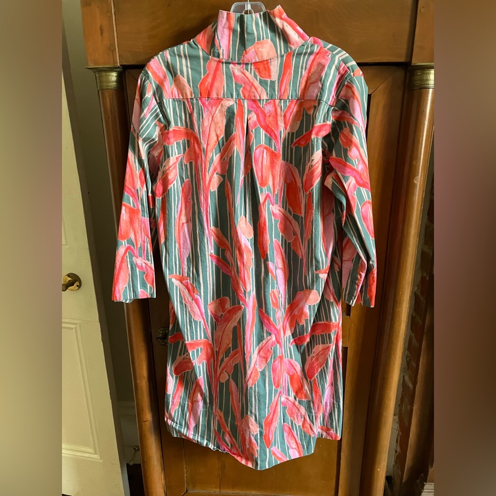 Holly Shae Arden dress w/sash in green Briland Banana Leaf print Sz M/L - Picture 4 of 6